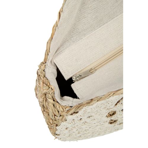 Sac De Plage Rond "bali" 40cm Naturel et Blanc