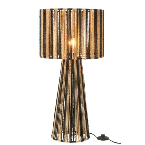 Lampe À Poser Rayures "cordes" 69cm Naturel et Noir