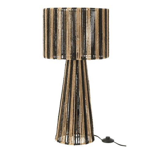 Lampe À Poser Rayures "cordes" 69cm Naturel et Noir