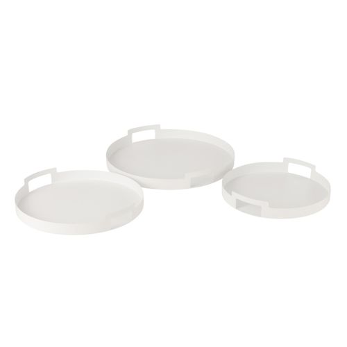 Lot De 3 Plateaux En Métal "mathew" 45cm Blanc