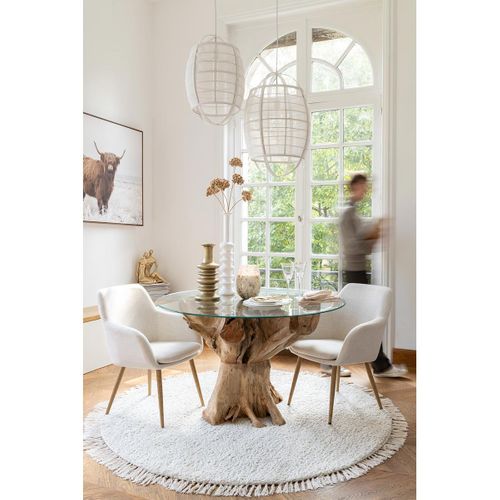 Lampe Suspension En Bambou "ion" 37cm Blanc