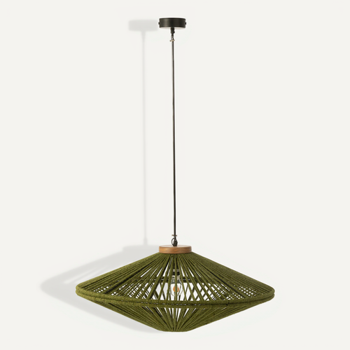 Lampe Suspension En Jute "dollie" 77cm Vert