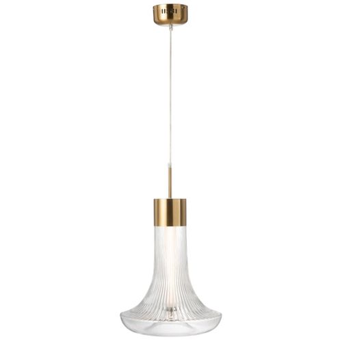 Lampe Suspension En Verre "vito" 34cm Transparent et Doré