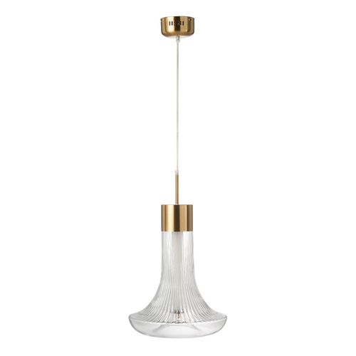 Lampe Suspension En Verre "vito" 34cm Transparent et Doré
