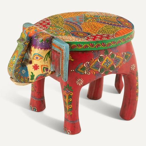Tabouret éléphant En Bois "delhi" 35cm Multicolore