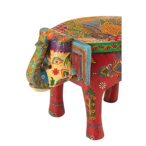 Tabouret éléphant En Bois "delhi" 35cm Multicolore
