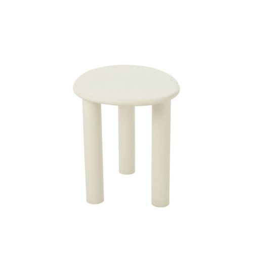 Table Basse Bois Design Épuré Contemporain - 43x51x50 Cm - Blanc Cassé