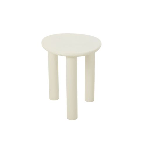 Table Basse Bois Design Épuré Contemporain - 43x51x50 Cm - Blanc Cassé