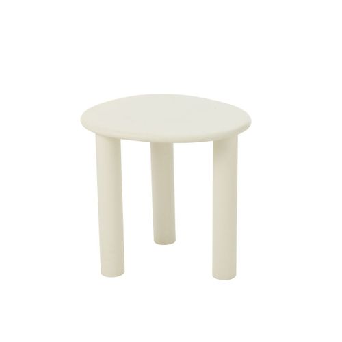 Table Basse Bois Design Épuré Contemporain - 43x51x50 Cm - Blanc Cassé