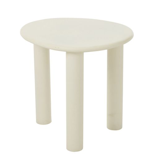 Table Basse Bois Design Épuré Contemporain - 43x51x50 Cm - Blanc Cassé