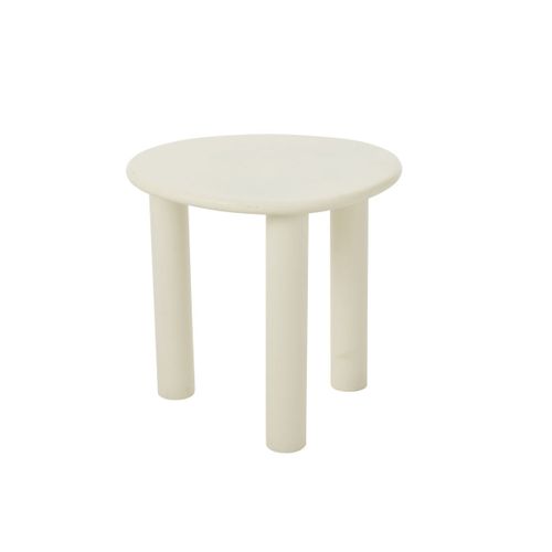 Table Basse Bois Design Épuré Contemporain - 43x51x50 Cm - Blanc Cassé