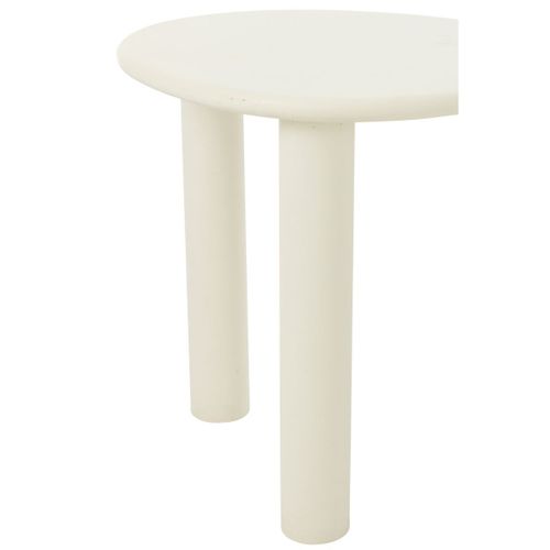 Table Basse Bois Design Épuré Contemporain - 43x51x50 Cm - Blanc Cassé