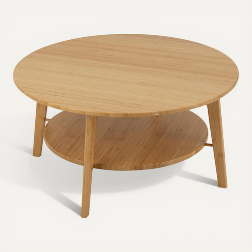 Table Basse Ronde En Bambou "johnnie" 80cm Naturel