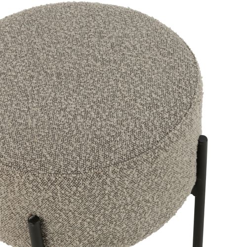 Petit Tabouret Rond En Bois Et Tissu Bouclette - 44x44x41.5 Cm - Taupe