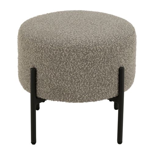Petit Tabouret Rond En Bois Et Tissu Bouclette - 44x44x41.5 Cm - Taupe