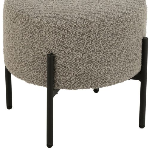 Petit Tabouret Rond En Bois Et Tissu Bouclette - 44x44x41.5 Cm - Taupe
