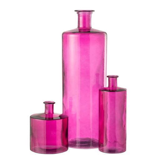 Vase Bouteille En Verre "ricot" 26cm Rose
