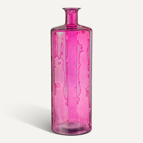 Vase Bouteille En Verre "ricot" 75cm Rose