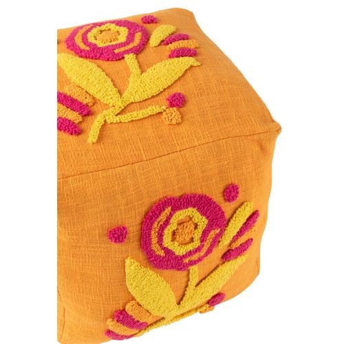 Pouf Fleur En Coton "levi" 40cm Orange