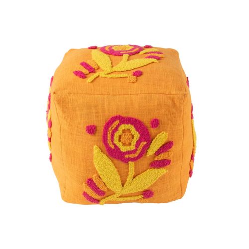 Pouf Fleur En Coton "levi" 40cm Orange