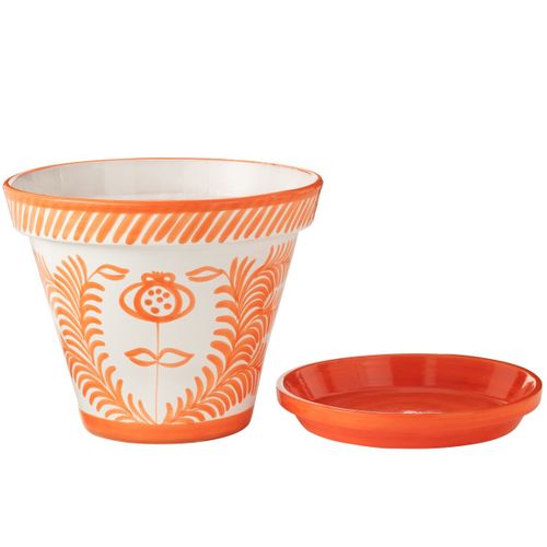 Pot Avec Soucoupe En Céramique "granada" 50cm Orange