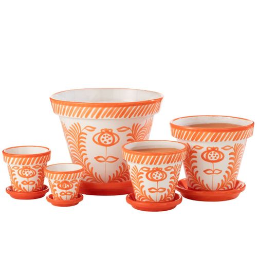 Pot Avec Soucoupe En Céramique "granada" 50cm Orange