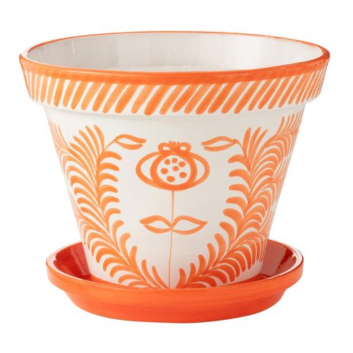 Pot Avec Soucoupe En Céramique "granada" 50cm Orange