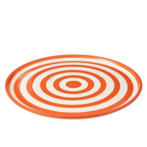 Assiette De Présentation En Céramique "granada Rayure" 34cm Orange