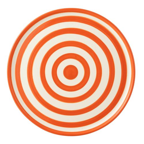 Assiette De Présentation En Céramique "granada Rayure" 34cm Orange
