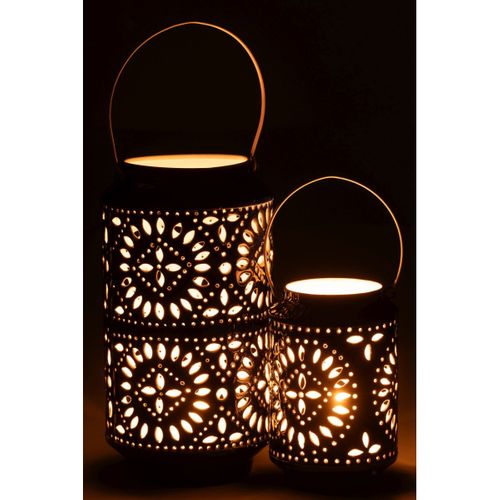 Lanterne Ajourée En Métal "nag" 33cm Bleu