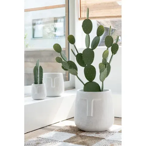 Lot De 3 Cache-pots Déco "moai" 45cm Blanc