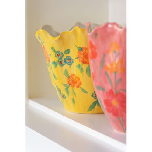 Vase Déco Fleurs En Argile "alegria" 32cm Rose