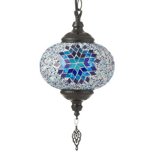 Lampe Suspension Mosaïque "neal" 18cm Bleu