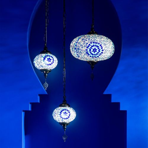 Lampe Suspension Mosaïque "neal" 30cm Bleu