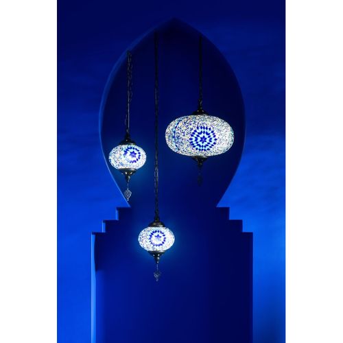 Lampe Suspension Mosaïque "neal" 30cm Bleu