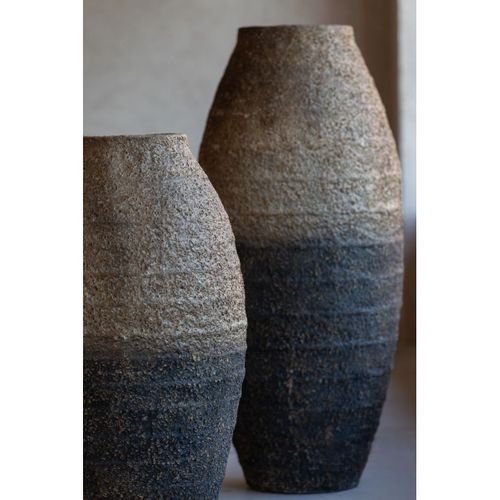 Vase Antique En Ciment "mack" 80cm Marron et Noir