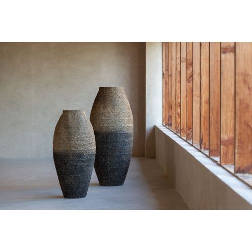 Vase Antique En Ciment "mack" 80cm Marron et Noir