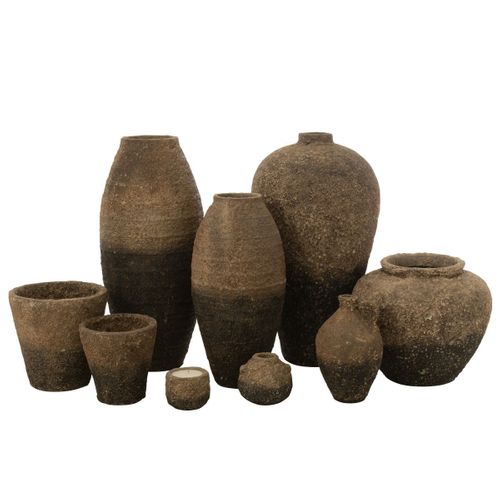 Vase Pot Antique En Ciment "mack" 100cm Marron et Noir