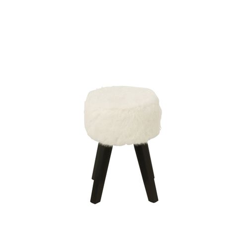 Tabouret Imitation Fourrure "bun" 30cm Blanc