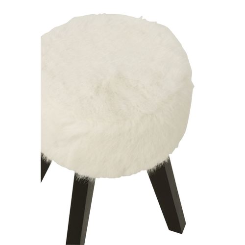 Tabouret Imitation Fourrure "bun" 30cm Blanc