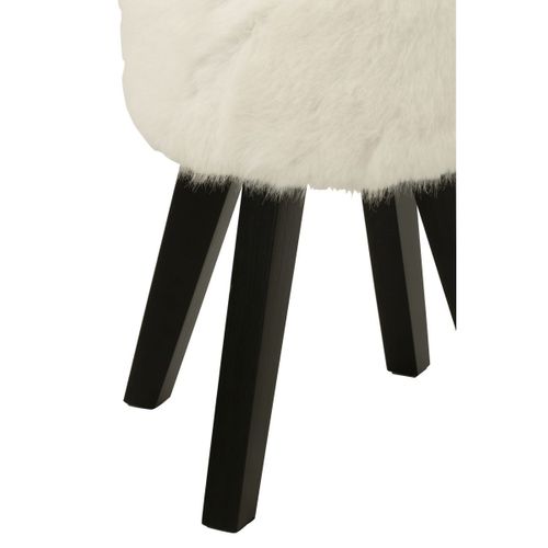 Tabouret Imitation Fourrure "bun" 30cm Blanc