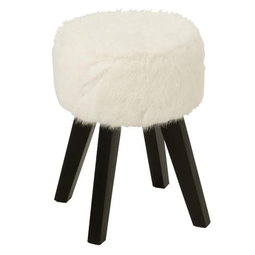 Tabouret Imitation Fourrure "bun" 30cm Blanc