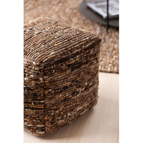 Pouf Tissé En Laine "wild" 45cm Marron