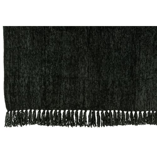 Plaid à Franges "chenille" 130x170cm Noir