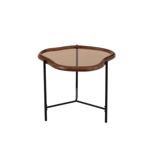 Table Basse En Verre "zig" 64cm Marron