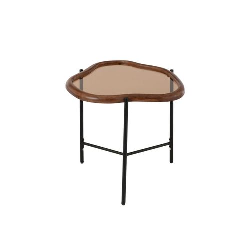 Table Basse En Verre "zig" 64cm Marron
