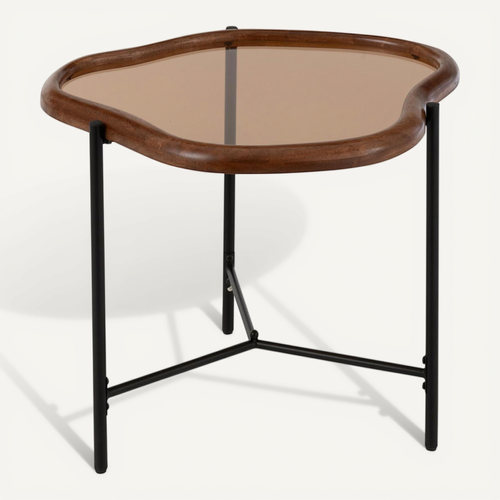Table Basse En Verre "zig" 64cm Marron