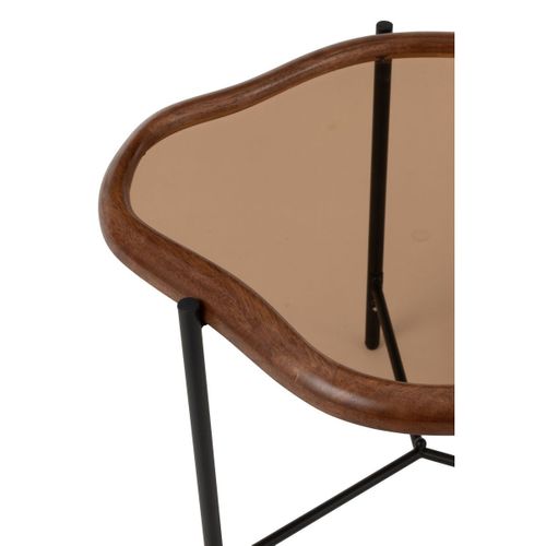 Table Basse En Verre "zig" 64cm Marron