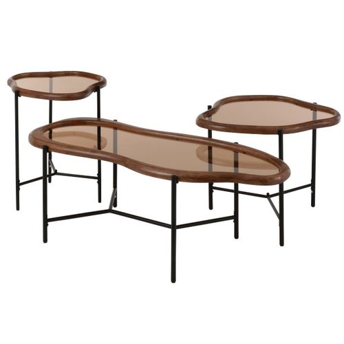 Table Basse En Verre "zig" 64cm Marron