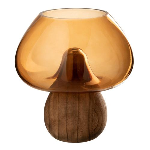Vase Design En Verre "champignon" 23cm Caramel